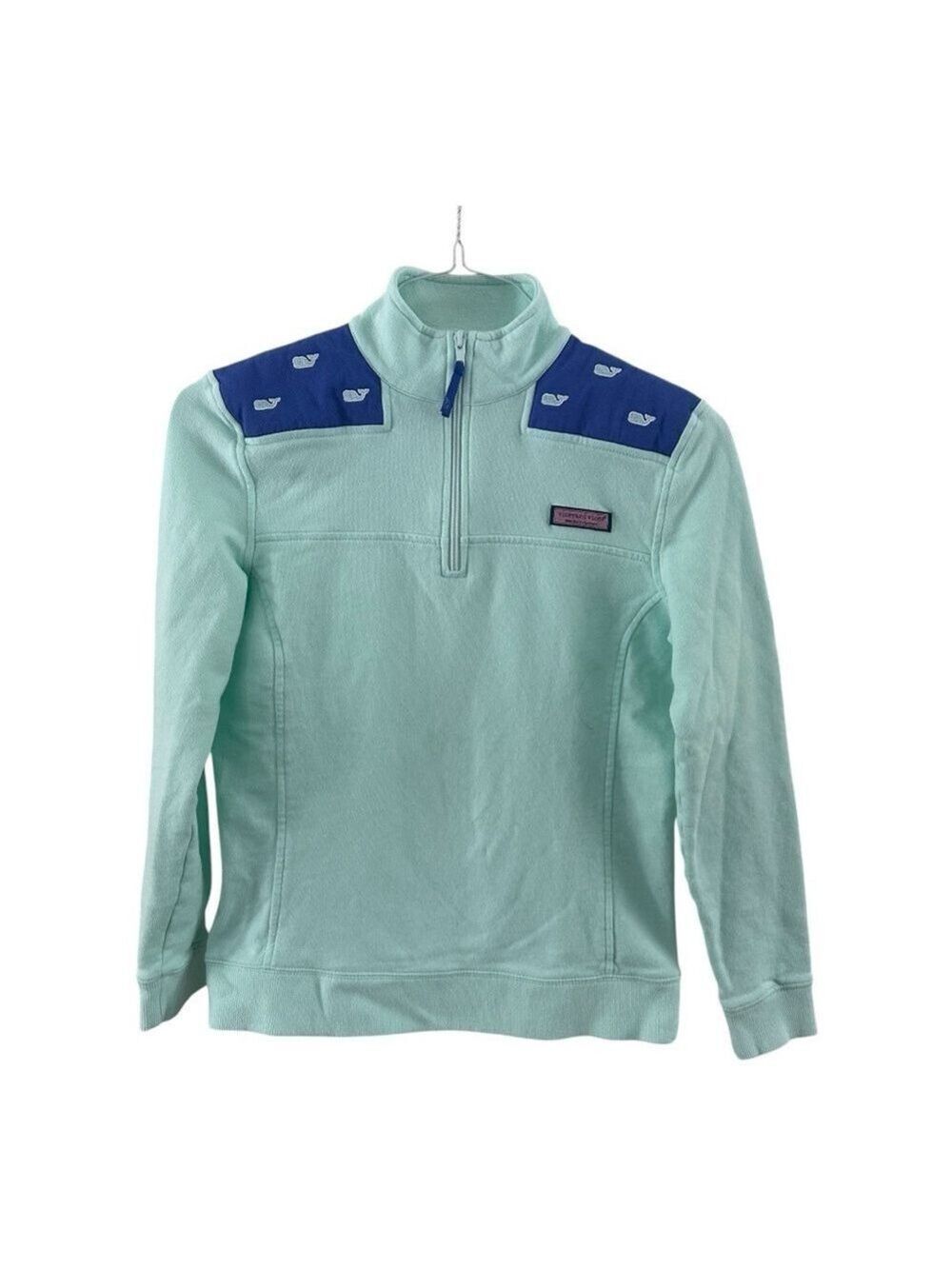Vineyard Vines  1/4 zip w/Embroidered Whales Mint Green  XS